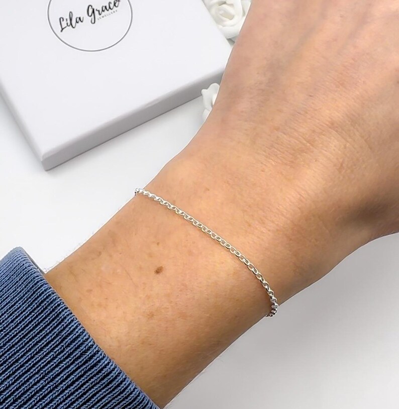 Sterling Silver Belcher Chain Bracelet Cut to Length Range of Sizes