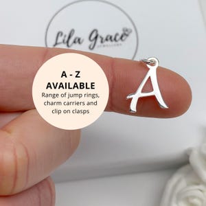 Sterling Silver Script Letter Initial Pendant - Clip on Initial Charms Jewellery Gifts: A B C D E F G H I J K L M N O P Q R S T U V W X Y Z
