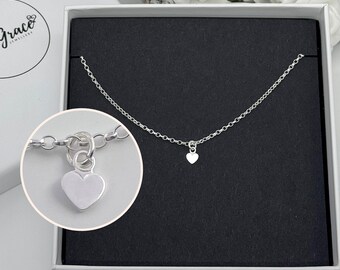 [韓国人気ジュエリー] heart hole mini necklace-silver Sterling Silver Mini Heart Choker Necklace - Cute Heart