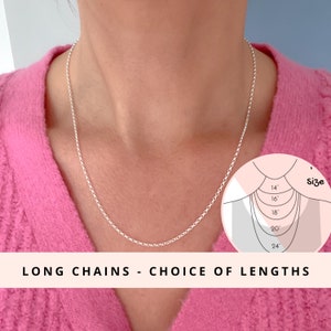 Sterling Silver Chain Long and Short Choker Necklace Fashion range of size lengths - Women Girls Made to Measure - 11&quot; 12&quot; 13&quot; 14&quot; 15&quot;
