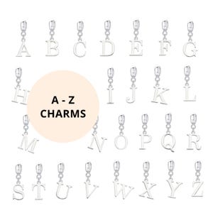 Breloque initiale en argent sterling : porte-breloques pour bracelet prénom