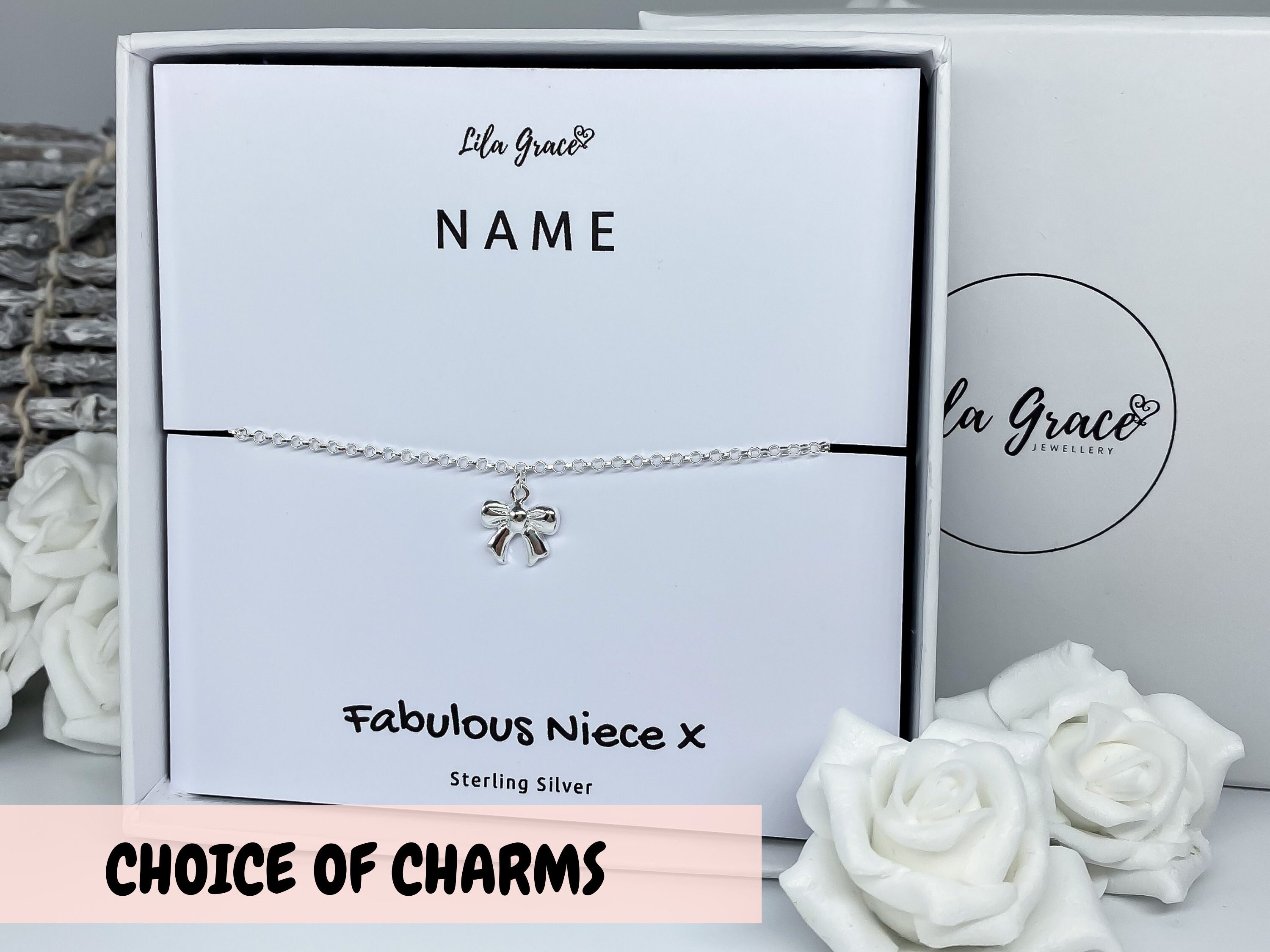 Bracelet personnalisé nièce Sterling Silver with Charms Cute Etsy