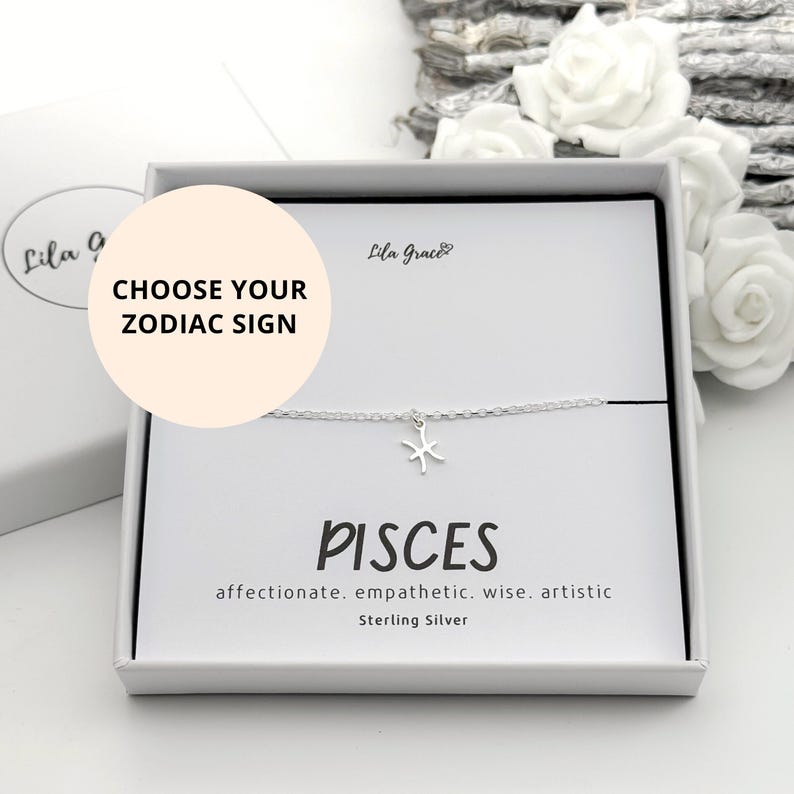 Sterling Silver Pisces Zodiac Bracelet - Choose Your Star Sign Birthday ...