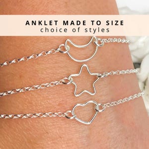 Sterling Silver Heart Link Anklet - Gift for her Cute Jewellery for Girls Womens - Jewellery for Christmas Gifts Adjustable Small Large Size