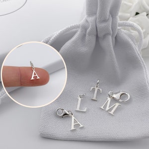 Sterling Silver Letter Initial Pendant Charm - Clip on Name for Bracelet Necklace Jewellery Making - Quality 925 Silver Trigger Clasp