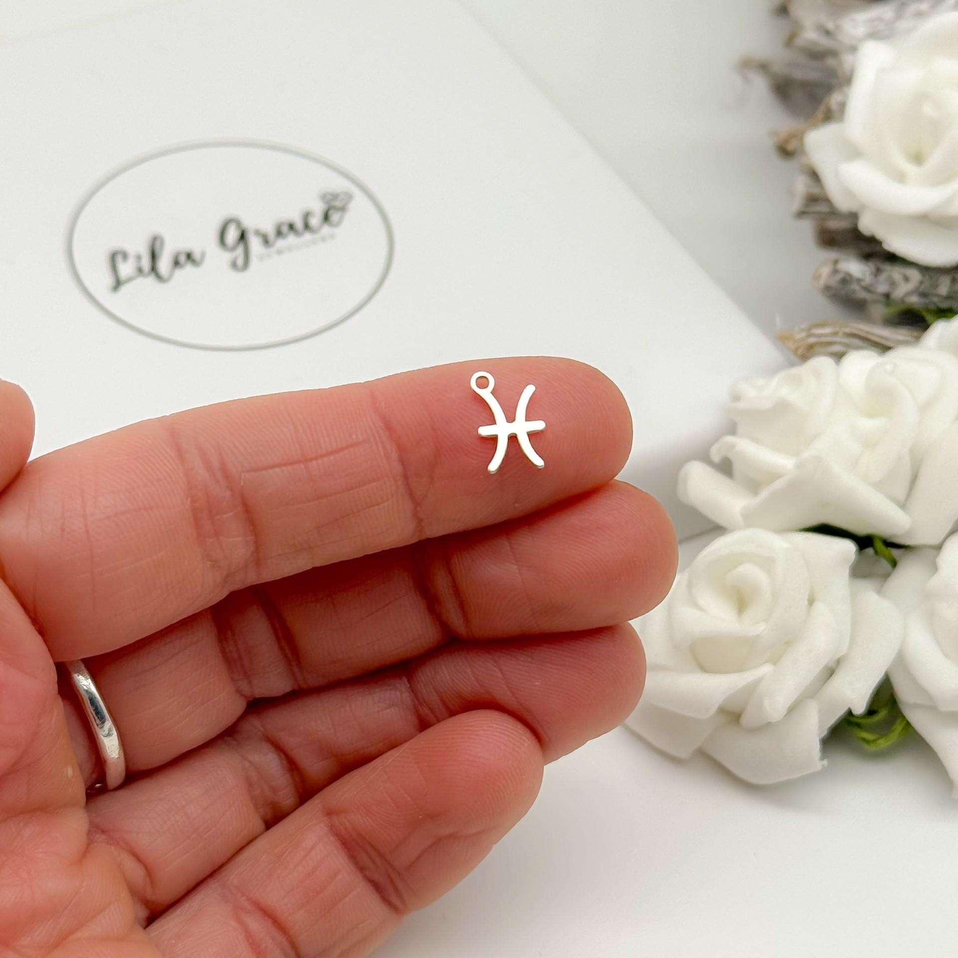 Sterling Silver Pisces Zodiac Pendant - Clip on Charms Star Sign ...