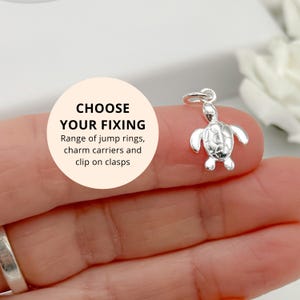Sterling Silver Detailed Turtle Pendant - Clip on Sea Life Charm Jewellery Gifts