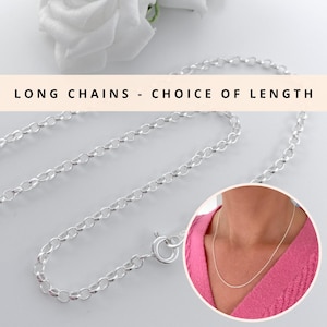 Sterling Silver Chain Long and Short Choker Necklace Fashion range of size lengths - Women Girls Made to Measure - 14&quot; 16&quot; 18&quot; 20&quot; 22&quot; 24&quot;