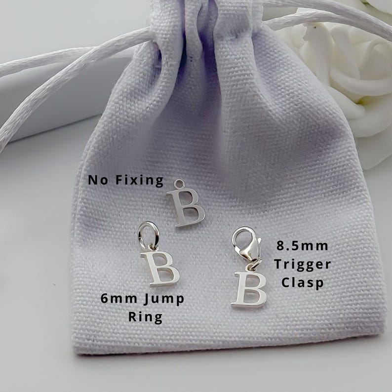 Sterling Silver Letter Initial Pendant Charm Clip on Name for Bracelet