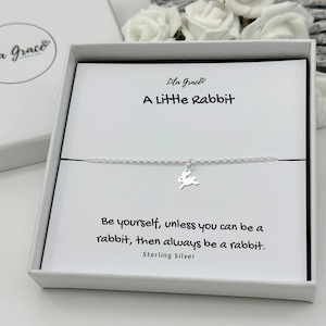 Sterling Silver Cute Mini Bunny Rabbit Bracelet - Dainty Womens Girls Gift for her - Funny Special ILY Bunnies Birthday Christmas Gifts