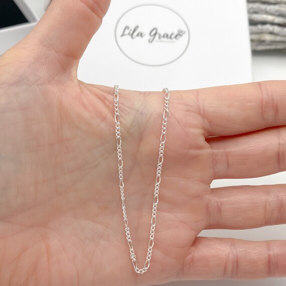 Buy Sterling Silver Figaro Chain Necklace Range of Sizes From 14