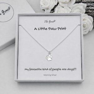 Sterling Silver Paw Print Pendant Necklace - Choose your Chain Length