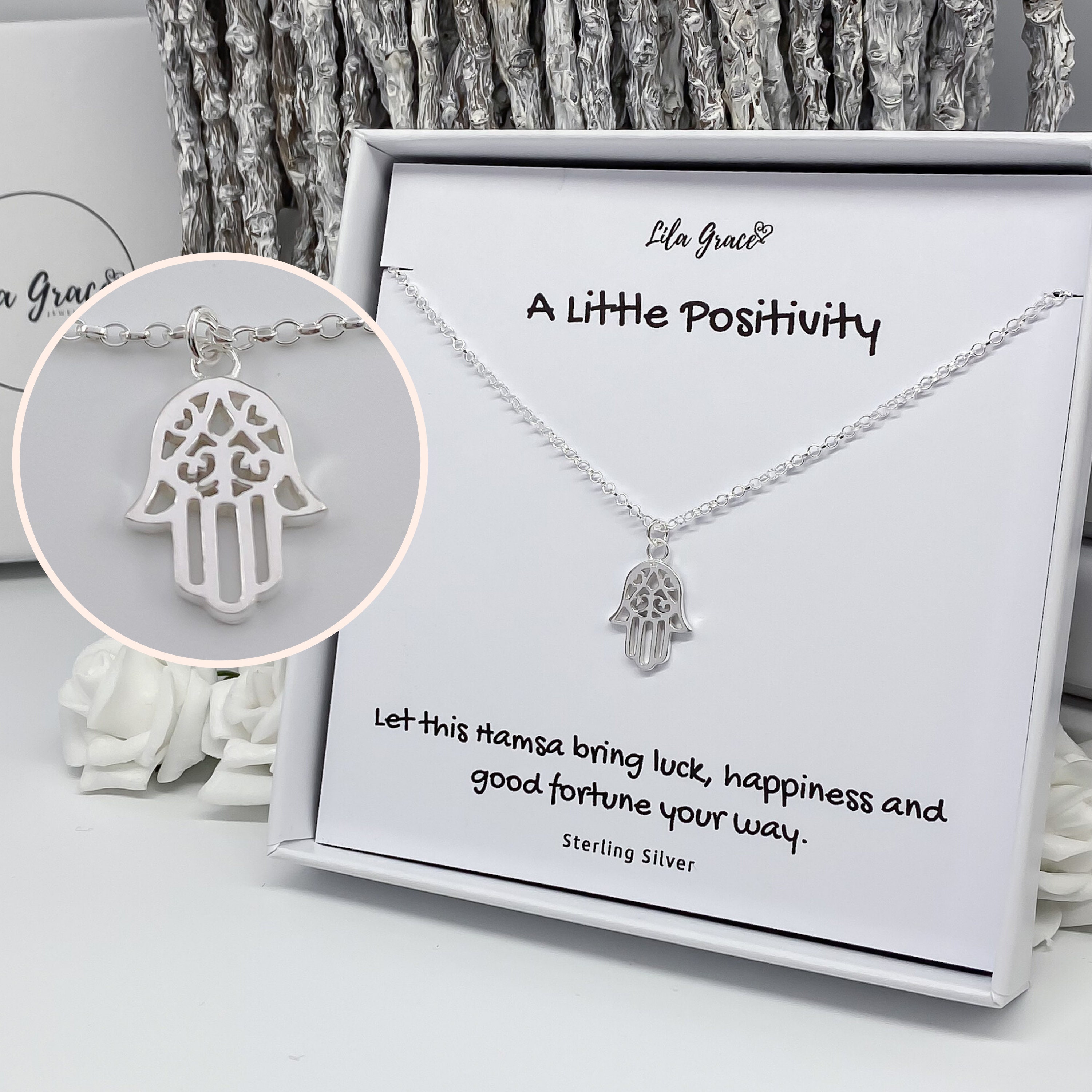 Gift Gifts Necklace Sterling Girls Thoughtful Positivity Boho Etsy Hamsa Her Womens Silver PERSONALISED Birthday Christmas for - Hippy Idea