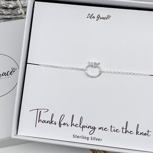 Bracciale con nodo in argento sterling - Regali per inviti di nozze e fidanzamento - Regalo di ringraziamento per il nodo - grazie per gioielli da donna, ragazze e signore