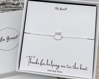 Sterling Silber Knoten Armband - Hochzeit Verlobung lädt Geschenke Gefälligkeiten - Dank Binden Sie den Knot Geschenk - danke Frauen Mädchen Damen Schmuck