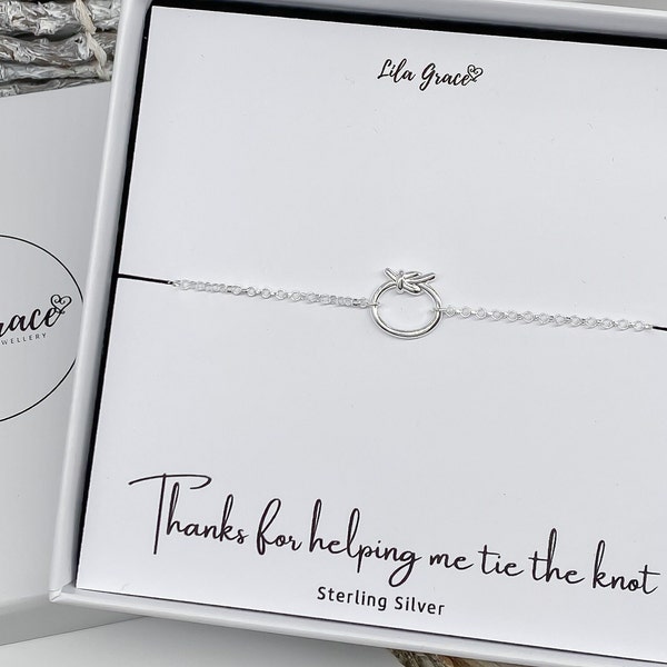 Sterling Silver Knot Bracelet - Wedding Engagement Invites Gifts Favours - Thanks Tie the Knot Gift -thank you womens girls ladies Jewellery