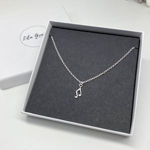 Sterling Silver Musical Note Womens Girls Necklace - Music lovers symbol Jewellery - e CutGift for her Birthday - Long and Short Chain Gifts