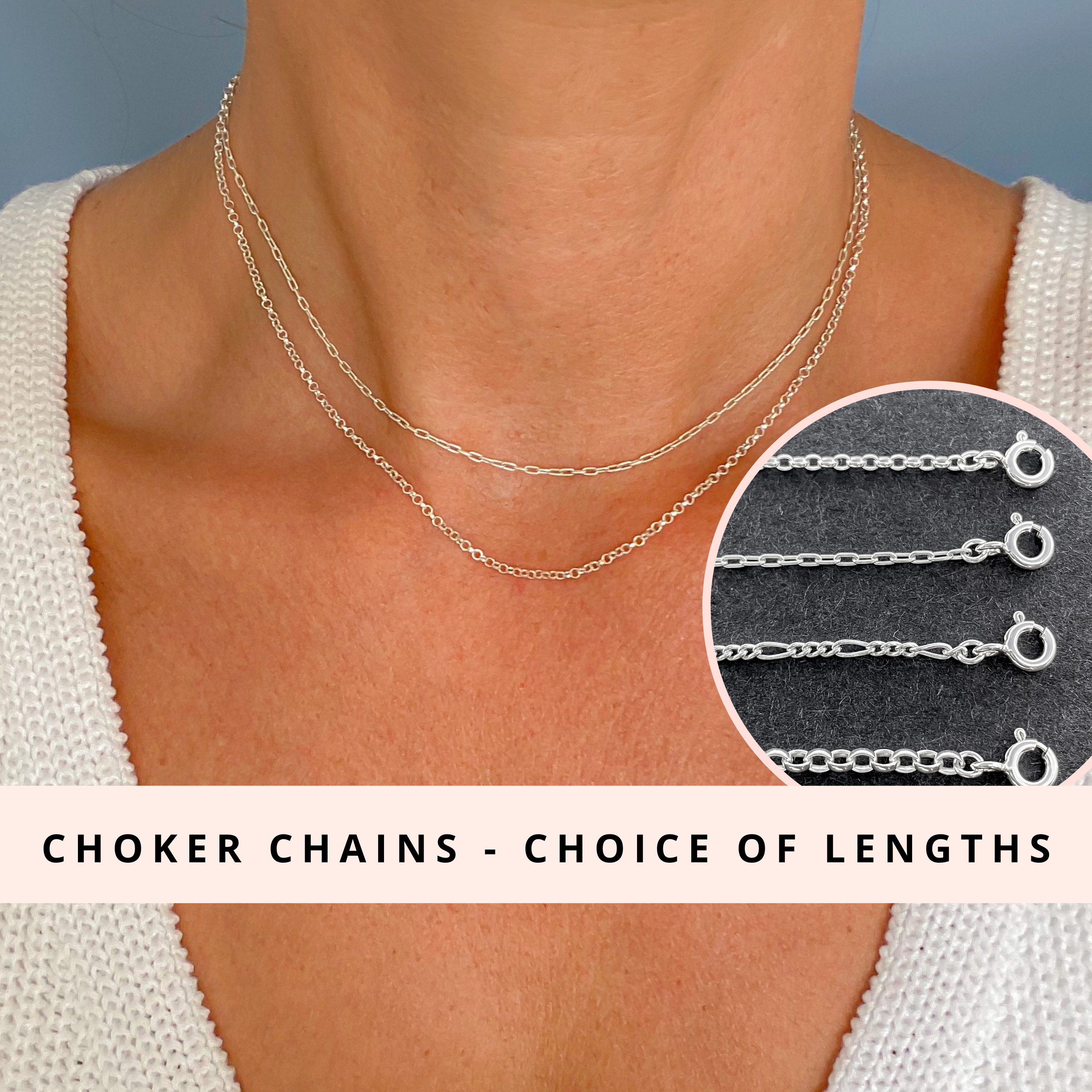 Choker 11 to 16 Sterling Silver Chain Short 