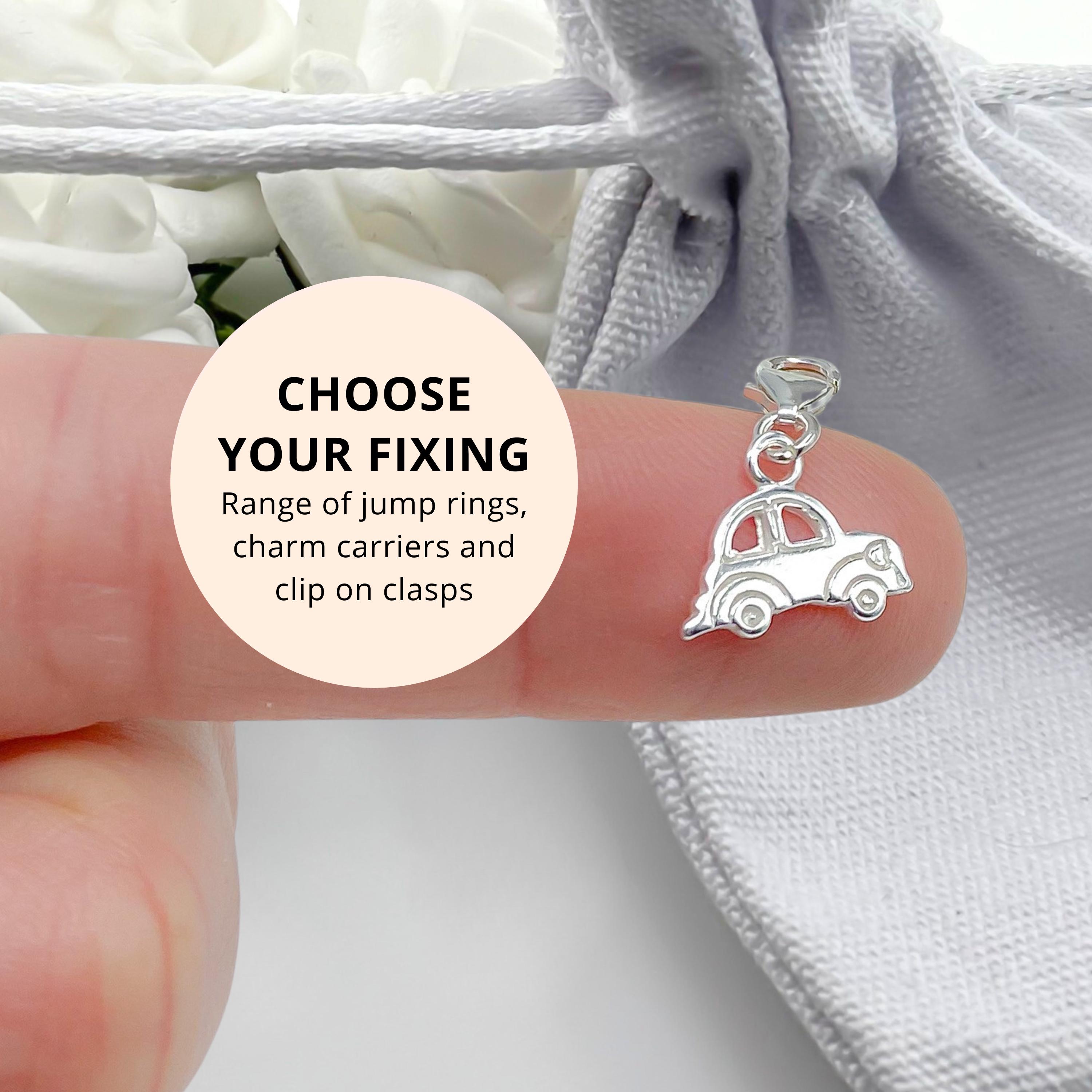 Sterling Silver Car Pendant: Clip on Charms for Jewellery Beetle