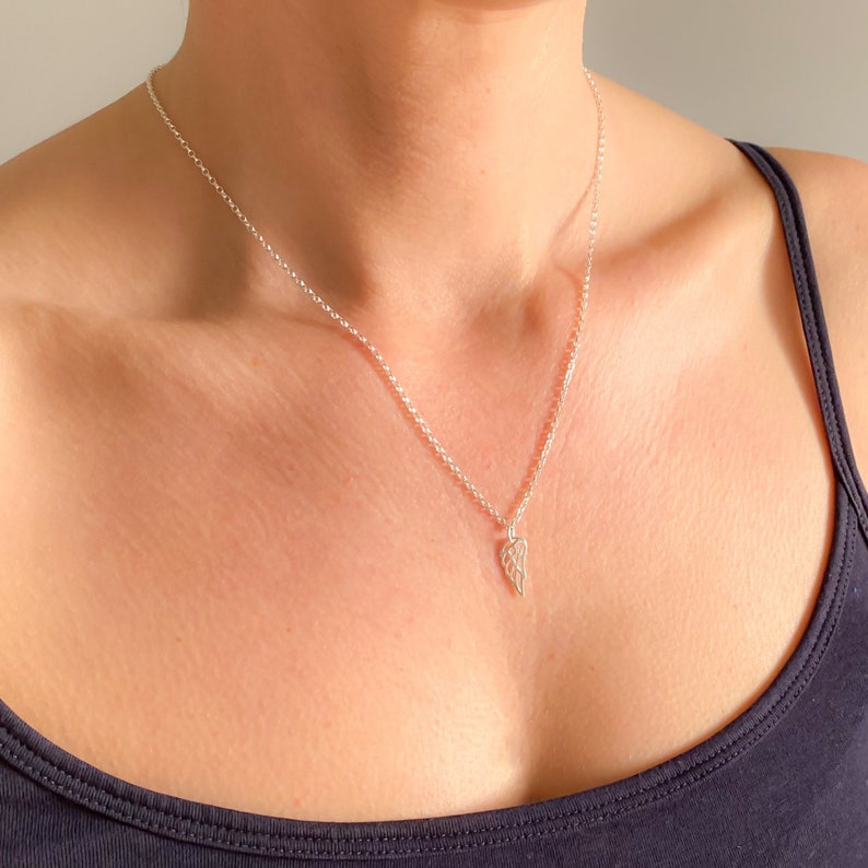sterling silver angle wing in memory pendant 18 inch necklace jewellery gift for her, women and girls necklaces made to order
