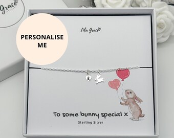 Bracelet lapin en argent sterling - Bijoux souvenirs personnalisés Some Bunny Lovers You