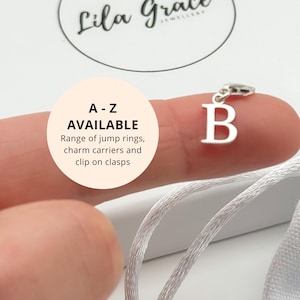 Sterling Silver Letter Pendant - Clip on Charms Initials Jewellery Gifts A B C D E F G H I J K L M N O P Q R S T U V W X Y Z