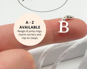 Sterling Silver Letter Pendant - Clip on Charms Initials Jewellery Gifts A B C D E F G H I J K L M N O P Q R S T U V W X Y Z