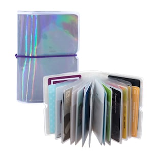 Holographic Women's Wallet Credit Card Holder Business Card Organizer  - Holographic Silver, BONUS! Option for extra insert