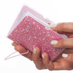 Pink Women's Wallet Credit Card Holder Sparkly Glitter Loyalty Card Coupons Organizer - Chunky Pink Glitter