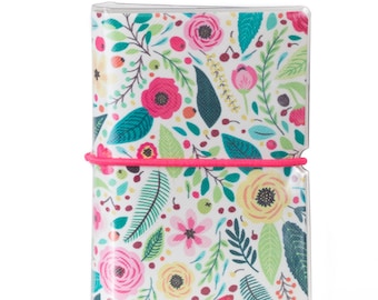 Flower Print Card Holder Wallet: Handmade PVC Leather Organizer