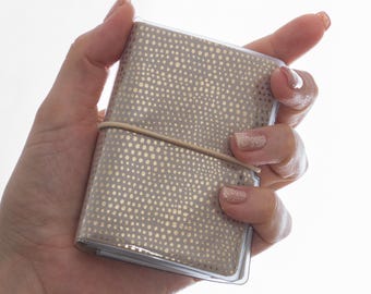 Gold Speckled Card Holder Wallet: Handmade PVC & PU Leather Organizer
