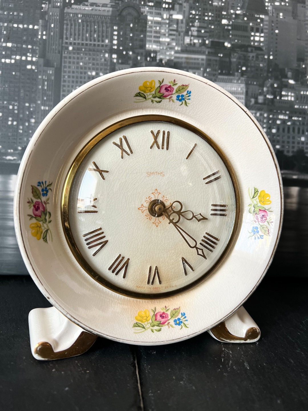 Vintage Small Clock Porcialian SMITHS Etsy