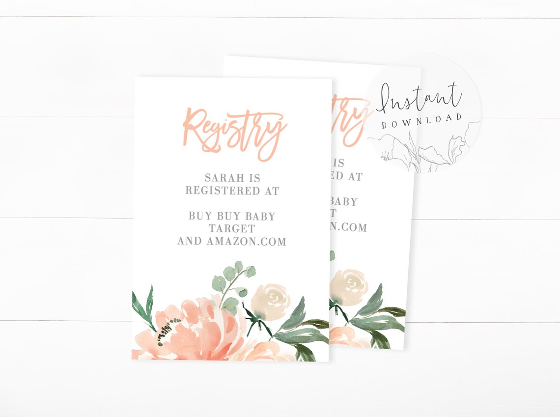 Girl Baby Shower Invitation Insert Registry Card Details Etsy