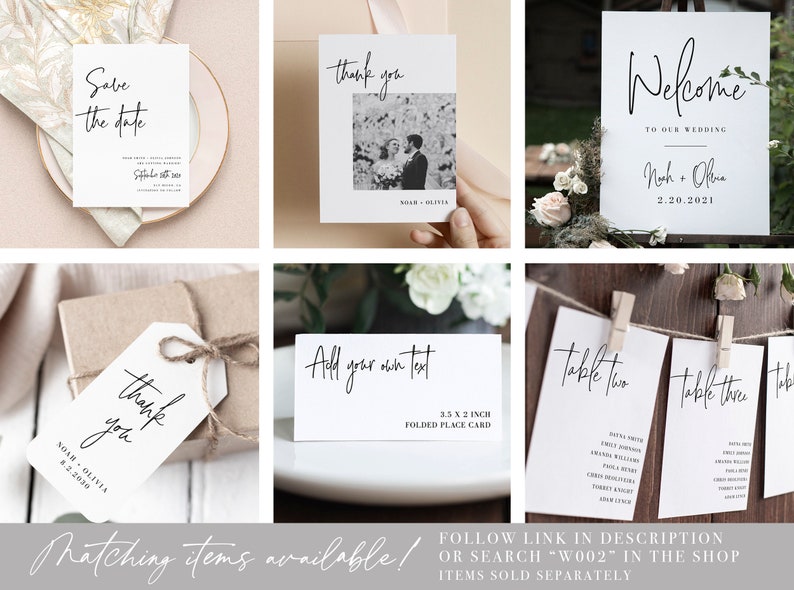 Black and White Editable W002 Minimalist Save the Date Template Save the Date with Photo Modern Save the Date Cards Instant Download