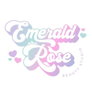 Pastel retro logo, Pretty Beauty roze logo, funky logo-brandingset, premade vintage visitekaartjeontwerp boho, hippie 70s boho-logo