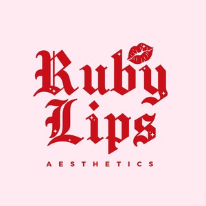 Rubin Lippen Logo | Vorgefertigtes Rot Pink Bold Logo Design von Emerald Rose Graphic
