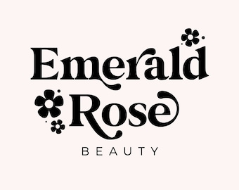Retro Floral Logo Bundle, Boho Business Branding (Digital)