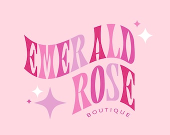 Retro Pink Logo Design, 70s Groovy Star Logo (PNG)