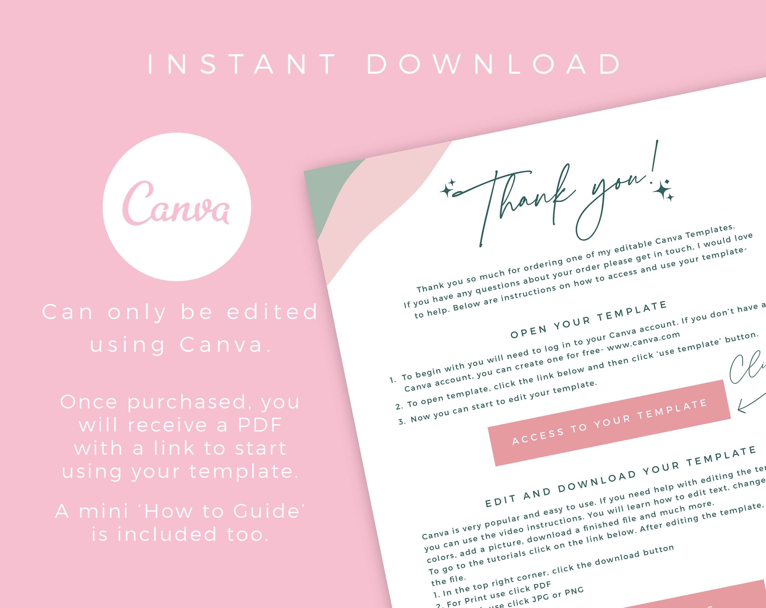 Pink Retro Thank You Card Template | Editable in Canva (digital ...