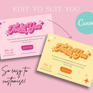 Pink Retro Thank You Card Template | Editable in Canva (digital ...