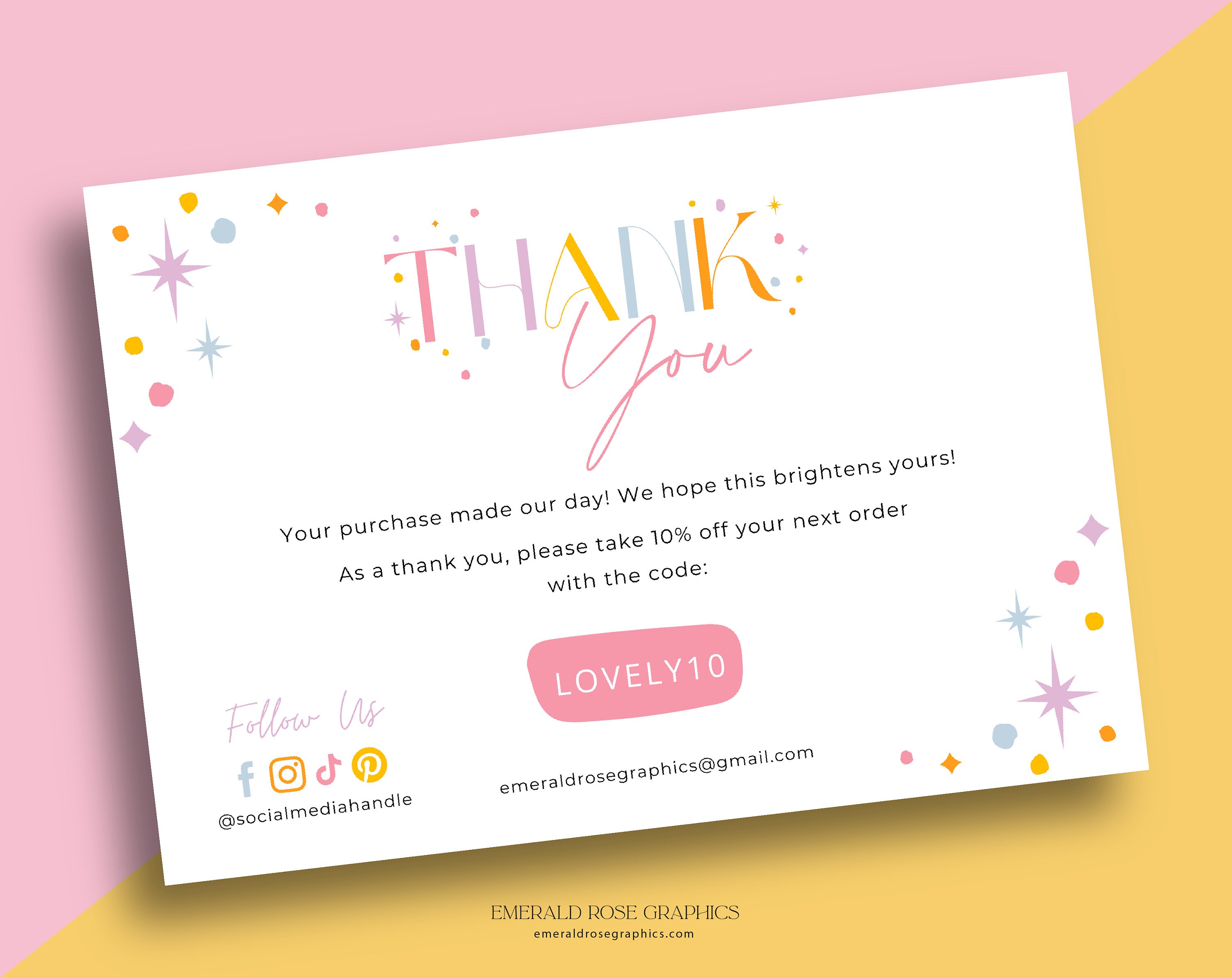 Thank You Card Editable Canva Template Lovely Confetti - Etsy
