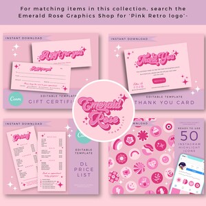 Pink Retro Thank You Card Template | Editable in Canva (digital ...