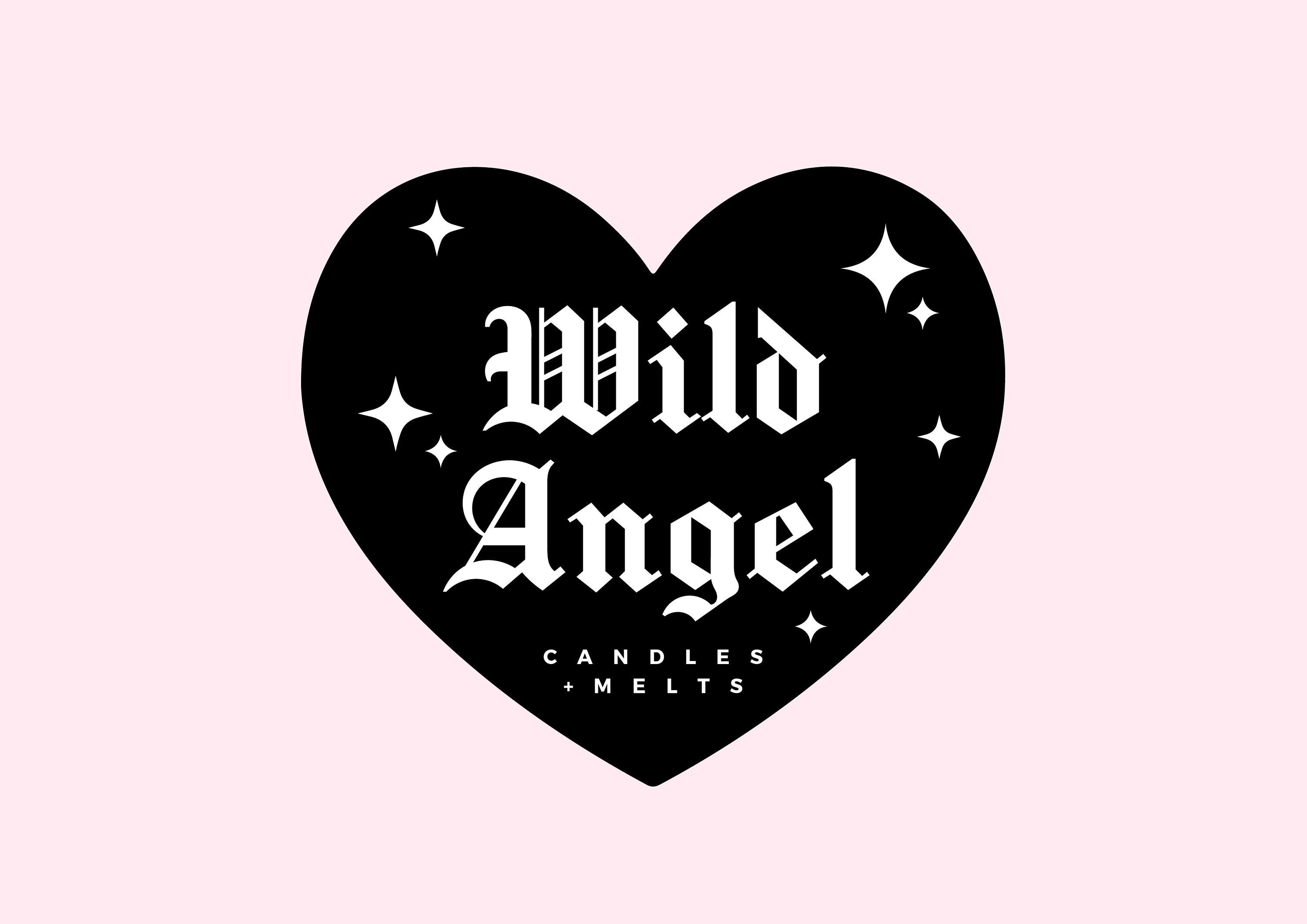 Wild Angel Heart Logo | Pre made Retro Black Heart Logo Design by Emerald Rose Graphics