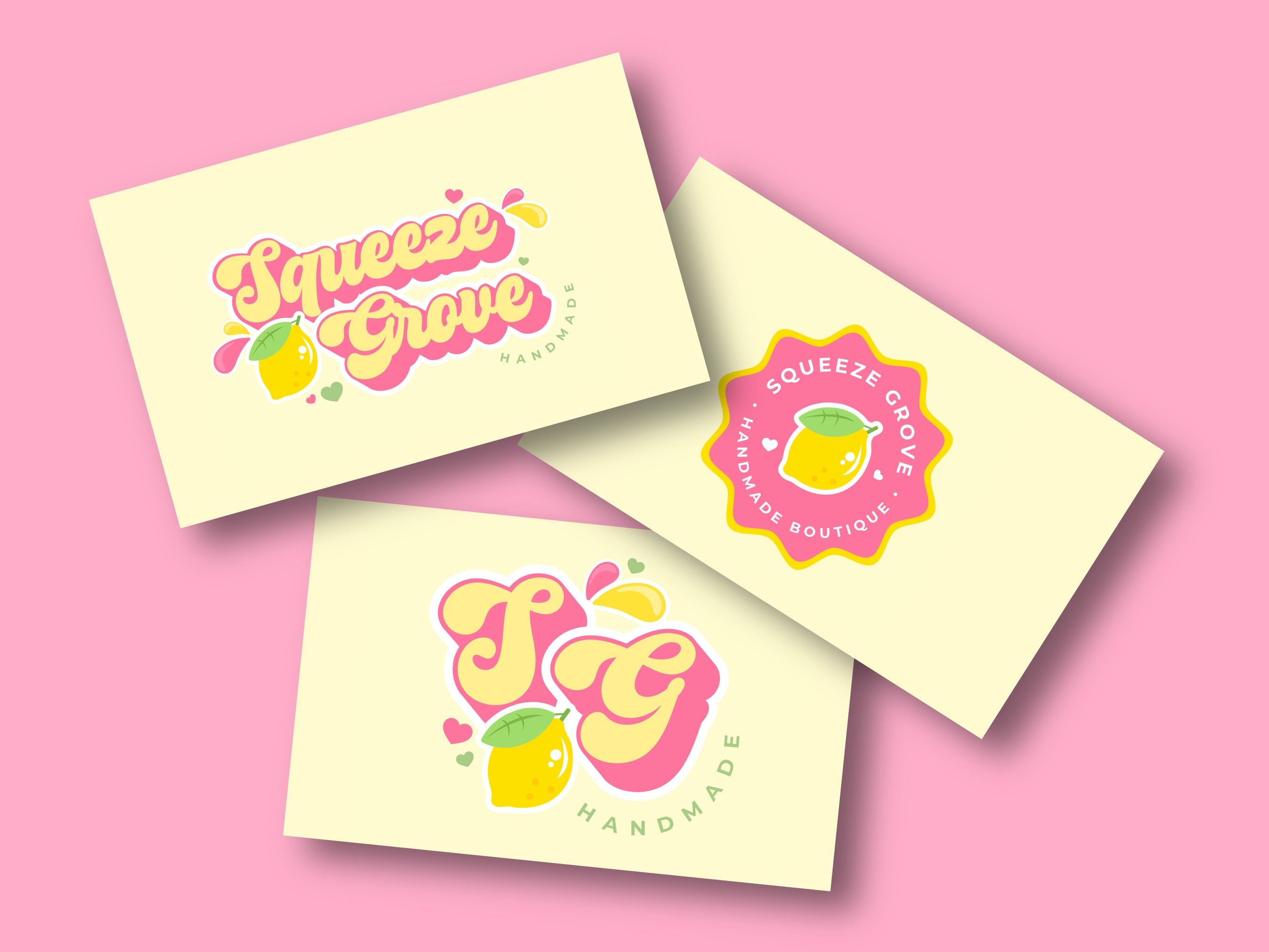 Canva Pink Yellow Lemon Logo DIY Template | Editable Fun Retro Logo ...