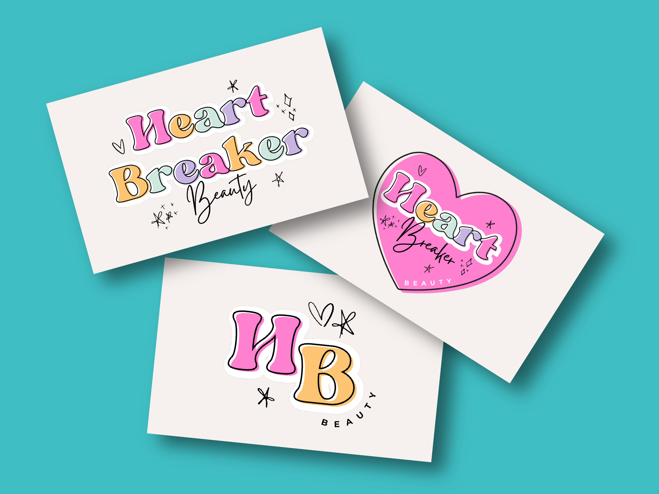 DIY Rainbow Heart Logo Canva Template | Heart Breaker Editable Retro ...