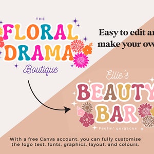Retro Pastel Rainbow Logo Template | DIY Editable Canva Design - Etsy