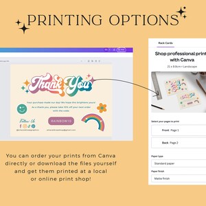 Buy Thank You Card | Editable Canva Template- Retro Rainbow ...