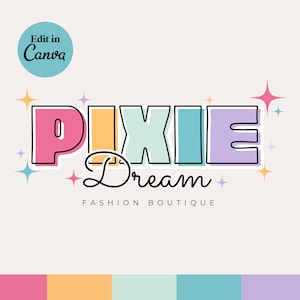 DIY Sparkle Logo Canva Template | Pixie Dreams Pretty Editable Retro ...