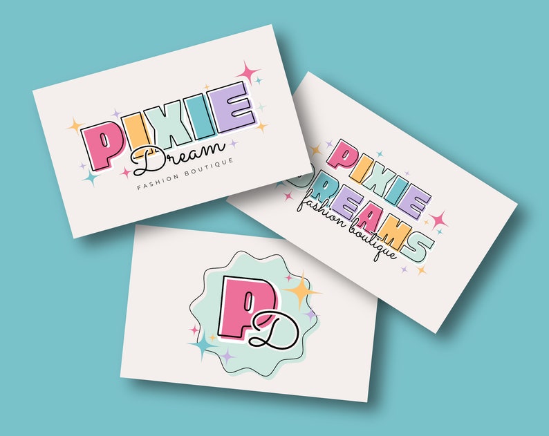 Retro Pastel Rainbow Logo Template | DIY Editable Canva Design - Etsy