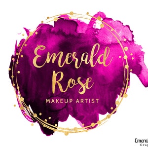 Pre-made Pink and Gold Logo, Website Logo, Business Logo, Watercolour Logo, Gold Foil, Elegant Logo, Makeup Artist, Nail Tech, Event Planner